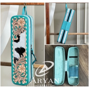 Vente en gros 2026 Direct usine : Étuis pour fer à friser en cuir de vachette repoussé, sacs de rangement pour cheveux, pochettes de voyage organisatrices résistantes à la chaleur - Product Image 1
