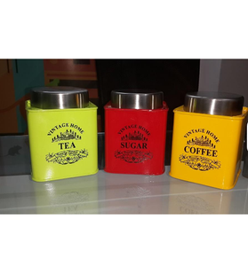 Best Premium Quality Iron Tea Coffee Sugar Storage <b>Set</b> Use Airtight Kitchen Metal <b>Canister</b> <b>Set</b> Use Decorative Iron Pantry - Product Image 2