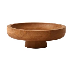 Bol sur piédestal en bois fait main, bol à fruits décoratif surélevé pour centre de table, décoration intérieure et présentation en cuisine - Product Image 3