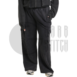 Custom Women Acid Wash Cargo Tracksuit Set Oversized <b>Zip</b> <b>Up</b> <b>Jacket</b> Wide Leg Sweatpants OEM ODM Manufacturer - Product Image 5