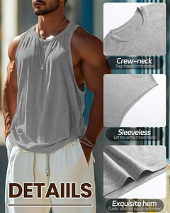 เสื้อกล้ามออกกำลังกายผู้ชายทรงใหญ่พิเศษ ผ้าฝ้าย ระบายอากาศ แห้งเร็ว สไตล์สตรีท เหมาะสำหรับการฝึกซ้อมและเล่นกีฬา - Product Image 3