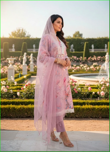 Conjunto de Traje Estampado Schiffli de Algodón Lila - Product Image 3