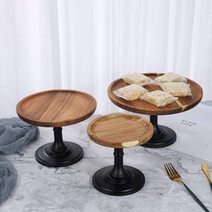 Grand support à gâteau en bois, finition marron, écologique, résistant au four, passe au lave-vaisselle, élégant, pour la découpe de gâteaux, décorations de fête, universel - Product Image 5