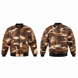 Blouson bomber camouflage imprimé sur toute la surface, matière personnalisée, fermeture éclair, veste coupe-vent décontractée pour l'extérieur, veste streetwear tendance - Product Image 4