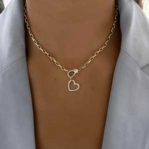 Colgantes de Corazón con Diamante Solitario, Pavé Redondo, Diamantes Cultivados en Laboratorio, Oro Sólido de 14K, Dijes Minimalistas, Collar de Lujo Delicado, Fabricante de Joyería - Product Image 6
