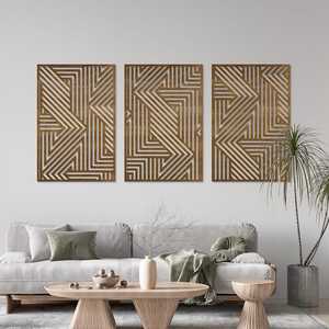 Panneau mural en bois géométrique moderne, décoration murale en bois artisanale pour salon, chambre et décoration intérieure - Product Image 1