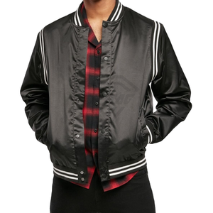 Chaqueta Varsity de Satén Blanca de Manga Larga, Chaqueta Universitaria de Béisbol Tipo Letterman, Chaqueta Varsity de Satén a Precio Económico, OEM - Product Image 1