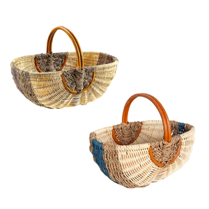 Cesta de Mimbre Natural Personalizable, Cesta de Picnic Vintage con Asa, Cesta para Frutas - Product Image 1