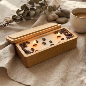 Cuenco de Madera Ecológico con Tapa, Hecho a Mano, para Velas, Centro de Mesa Decorativo, Artículo de Regalo - Product Image 1