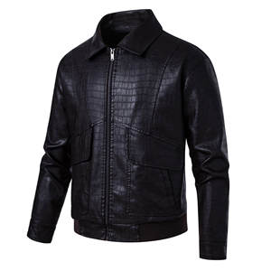 Veste en cuir pour homme 100% cuir de vache véritable, nouveau style élégant, effet peau de crocodile, style vintage, veste en toile pour l'automne - Product Image 5