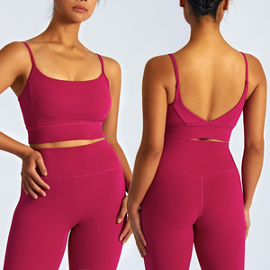 Women Seamless Sports Bra Scoop Neck Solid Color Medium Support Yoga Bra For Adults - Product Image 1