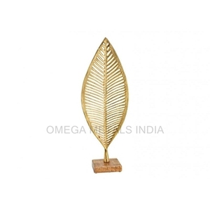 Decoración del hogar en forma de hoja de aluminio de color dorado de alta calidad con base de madera de calidad terminada - Product Image 3