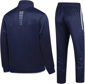 Ensemble de survêtement unisexe Sphore, veste et pantalon sportifs à blocs de couleur vert marine, fermeture éclair intégrale, séchage rapide, pour l'automne - Product Image 2