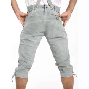 Pantalones de cuero hasta la rodilla con correas, hechos de cuero de vaca, estilo Lederhosen antiguo, para Oktoberfest, pantalones cortos bávaros únicos - Product Image 4