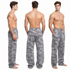 Pantalon de survêtement ample pour homme imprimé camouflage, en molleton épais automne-hiver, avec poches latérales en tissu éponge français - Product Image 1