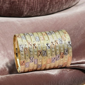 Bracelet en or plaqué trois tons en gros, bracelets tendance, bracelets en or multicolores, bijoux trois tons, bijoux bracelets tricolores - Product Image 5