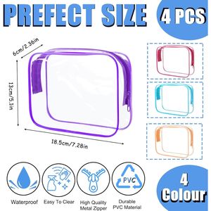 Set di 4 Borse e Astucci Cosmetici Trasparenti Approvati TSA, Organizer Impermeabile con Cerniera per Viaggi e Articoli da Toeletta - Product Image 2