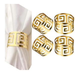 Anillo de Servilleta de Metal con Diseño de Hoja Único, Hecho a Mano en Latón Dorado, para Decoración de Mesa en Bodas, Banquetes, Hoteles y Restaurantes - Product Image 1