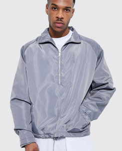 Chaqueta cortavientos impermeable de poliéster para hombre con capucha y logotipo personalizado para correr al aire libre - Product Image 3