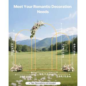 Gold Metal Arch <b>Backdrop</b> <b>Stand</b> Set 3 7.2/6.6/6ft Stable Structure Easy Assembly for Wedding Holiday Celebration Ceremony - Product Image 2