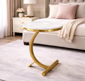 Modern <b>Marble</b> <b>Top</b> <b>Console</b> <b>Table</b> with Gold Metal Base Contemporary Accent Furniture - Product Image 2