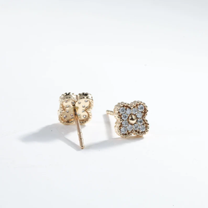 Pendientes de Oro Macizo con Diamantes en Forma de Trébol, con Diamantes Naturales y Cultivados en Laboratorio, Joyería Fina Elegante, Regalo de Aniversario para Mujer - Product Image 2