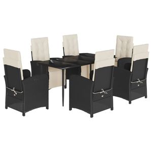 Ensemble de salle à manger de jardin noir et blanc crème - Product Image 2