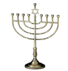 Chandelier moderne de style Menorah, finition argent et or, 7 branches, Judaica - Product Image 4