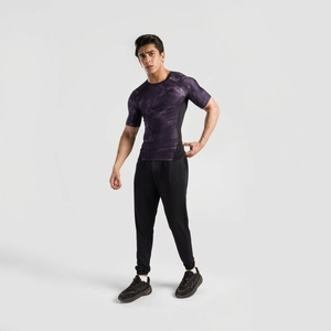 Men's Purple Sublimation <b>Compression</b> Rash Guard Short Sleeve Quick Dry <b>Gym</b> <b>Shirt</b> - Product Image 5