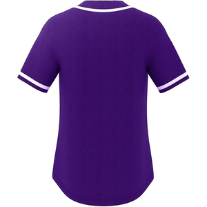 Camiseta de Béisbol Morada Unisex de Manga Corta con Botones al Frente, Color Sólido, Malla Transpirable, Ropa Deportiva para Adultos, Corte Regular - Product Image 2