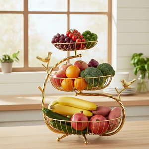 Modern Durable Lightweight Iron <b>Wire</b> Eco-Friendly Fruit <b>Basket</b> Stand Stackable <b>Storage</b> <b>Baskets</b> <b>for</b> Kitchen Use - Product Image 5