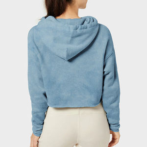 Haut court à capuche pour femme de haute qualité OEM, manches longues, style décontracté, respirant, grandes tailles - Product Image 4