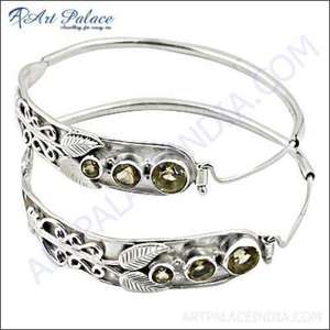 Boucles d'oreilles fines en argent sterling 925 Boucles d'oreilles adorables en citrine de pierre de coupe - Product Image 1