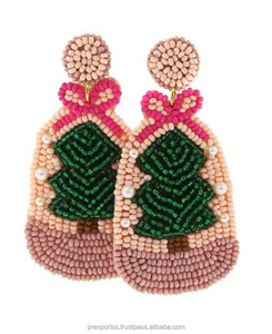 Boucles d'oreilles bohème feuille de perles de rocaille multicolore Monstera bijoux de déclaration motif de fleurs conception de plantes tropicales accessoires de mode - Product Image 6