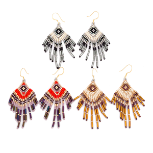Boucles d'oreilles longues à pampilles tissées à la main avec perles de riz Miyuki colorées pour femmes, cadeaux élégants pour fêtes - Product Image 1