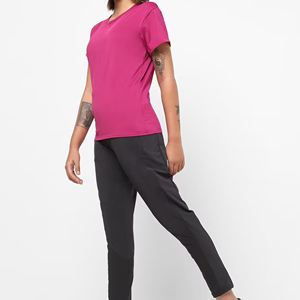 T-shirts de sport pour femmes à manches courtes, respirants, séchage rapide, couleur unie, avec logo personnalisé OEM, collection 2026 - Product Image 2