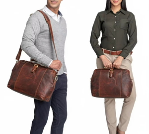 <b>Mens</b> Genuine Leather Casual Luxury Doctor <b>Bag</b> <b>Weekender</b> Travel Duffle Zipper Large Capacity Water Resistant Eco-Friendly - Product Image 2