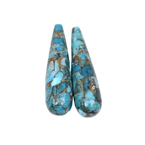 Turquesa Azul Natural Mohave, Cobre, 9x30mm, Forma de Lágrima, Briolette Lisa, Altamente Pulida, Gema Suelta para Fabricación de Joyas y Pendientes - Product Image 1