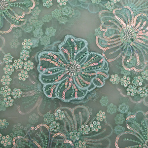 Tissu en dentelle à sequins brodés de perles pour Abaya, Kaftan, vêtements de mode, textile personnalisé, exportateur en gros - Product Image 4