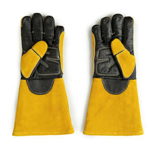 Gants de soudage TIG en cuir de chèvre et croûte de cuir de vache, doublure en tissu, anti-coupure - Product Image 2