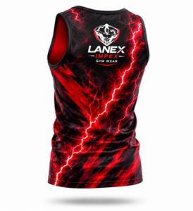 Custom Red Lightning Print Gym Tank Top for Men 3D Sublimation Fitness Stringer Vest Sleeveless Bodybuilding Workout Sportswear - Product Image 3