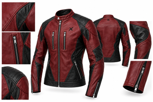 Blouson de moto en cuir Dynamic Performance |   Imprimé coupe-vent |   Bourgogne Noir Brun Vert |   Fabricant OEM ODM |   Premium - Product Image 6