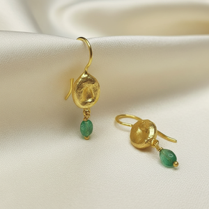 925 Silver <b>gold</b> plated <b>Emerald</b> seed <b>earring</b> - Product Image 4