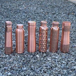 Popular Pure Copper Water Bottle with Embossed Handcrafted Design Reusable Drinking Flask for Modern Living - Product Image 4