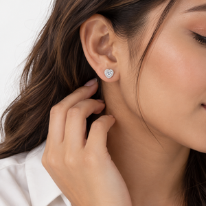 Pendientes de Moissanita en Forma de Corazón, Plata de Ley 925, Pendientes Halo para Mujer, Regalo, Joyería para Fiestas - Product Image 4