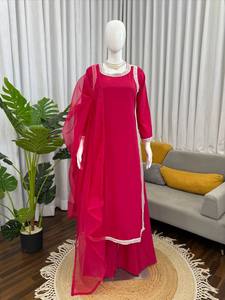 Conjunto de Salwar Kameez Rosa Bordado para Mujer, Traje de 3 Piezas con Dupatta, Ropa India y Pakistaní para Fiestas y Bodas - Product Image 2