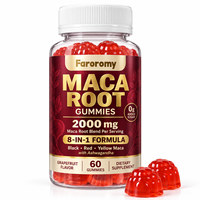 Gummies de Maca en marque blanche OEM 2000mg 8-en-1 avec Ashwagandha, Tribulus, Ginseng pour l'énergie et la vitalité, 60 pièces