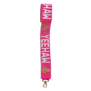 Sangles de sac en perles de rocaille blanches personnalisées pour le Mardi Gras 'HOOK EM HORNS' Accessoire de mode Sangle de sac à main perlée par glowin fashion - Product Image 4