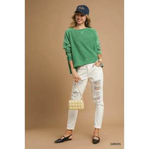 Umgee Sweat à capuche pour femme Mineral Wash French Terry Sweatshirt - Product Image 2