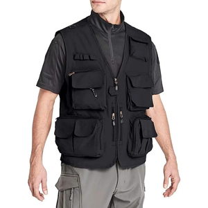 Chaleco Utilitario Multibolsillos Negro para Hombre, Cierre de Cremallera, Transpirable, para Pesca, Caza y Camping - Product Image 1